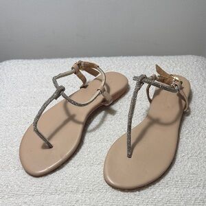 Elegant Beige Sandals with Rhinestone Straps size 37